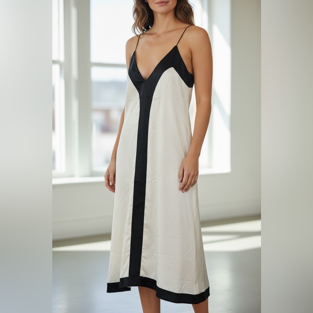 Elegant Black and White Slip Dress